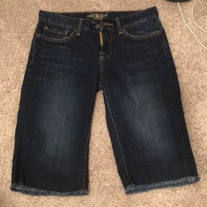 Lucky Brand Midi Jean Fringe Shorts